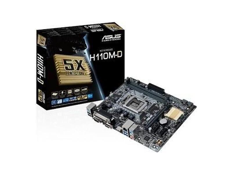 90MB0PY0-M0EAY0  ASUS H110M-D, LGA1151, H110, 2*DDR4, D-Sub+HDMI, SATA3, Audio, Gb LAN, USB 3.0*4, USB 2.0*6, LPT*1 on back panel, COM*1 on back panel, mATX ; 90MB0PY0-M0EAY0