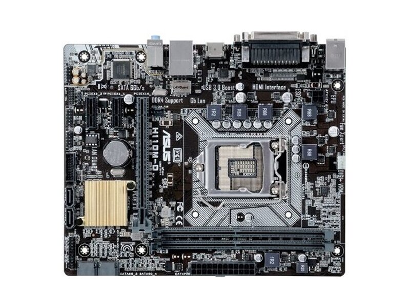 90MB0PY0-M0EAY0  ASUS H110M-D, LGA1151, H110, 2*DDR4, D-Sub+HDMI, SATA3, Audio, Gb LAN, USB 3.0*4, USB 2.0*6, LPT*1 on back panel, COM*1 on back panel, mATX ; 90MB0PY0-M0EAY0 1