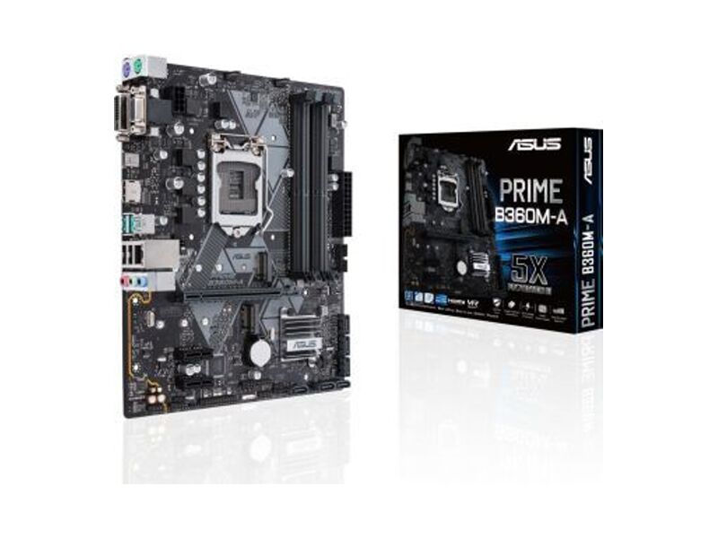 90MB0WQ0-M0EAY0  ASUS PRIME B360M-A, LGA1151, B360, 4*DDR4, D-Sub + DVI + HDMI, SATA3 + RAID, Audio, Gb LAN, USB 3.1*5, USB 2.0*6, COM*1 header (w/ o cable), LPT*1 header (w/ o cable), mATX ; 90MB0WQ0-M0EAY0 4