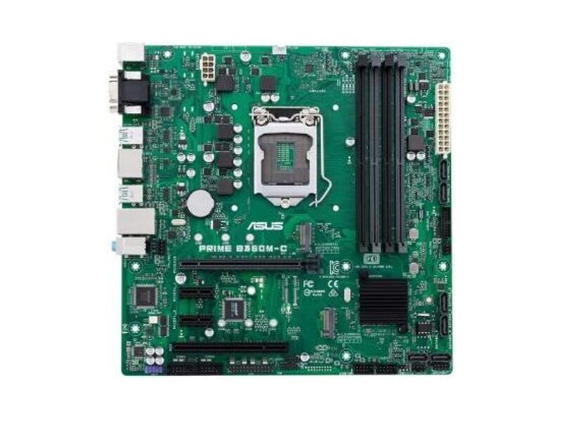 90MB0W80-M0EAYM  ASUS PRIME B360M-C, LGA1151, B360, 4*DDR4, D-Sub + HDMI + DP, SATA3, Audio, Gb LAN, USB 3.1*6, USB 2.0*6, COM*2 header (w/ o cable), LPT*1 header (w/ o cable), mATX ; 90MB0W80-M0EAYM 1