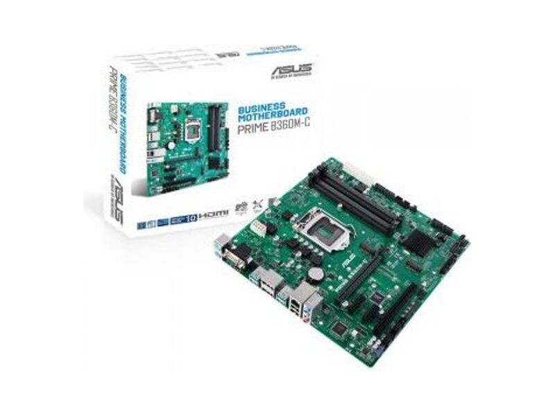 90MB0W80-M0EAYM  ASUS PRIME B360M-C, LGA1151, B360, 4*DDR4, D-Sub + HDMI + DP, SATA3, Audio, Gb LAN, USB 3.1*6, USB 2.0*6, COM*2 header (w/ o cable), LPT*1 header (w/ o cable), mATX ; 90MB0W80-M0EAYM 4