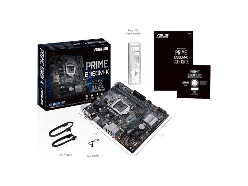 90MB0WR0-M0EAY0  ASUS PRIME B360M-K, LGA1151, B360, 2*DDR4, D-Sub + DVI, SATA3 + RAID, Audio, Gb LAN, USB 3.1*6, USB 2.0*6, COM*1 header (w/ o cable), mATX ; 90MB0WR0-M0EAY0 4