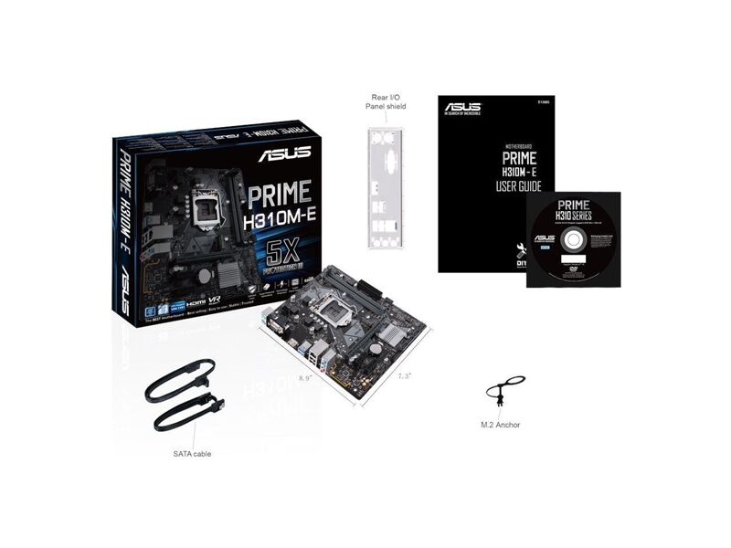 90MB0X90-M0EAY0  ASUS PRIME H310M-E, LGA1151, H310, 2*DDR4, D-Sub+HDMI, SATA3, Audio, Gb LAN, USB 3.1*4, USB 2.0*6, COM*1 header (w/ o cable), mATX ; 90MB0X90-M0EAY0 3