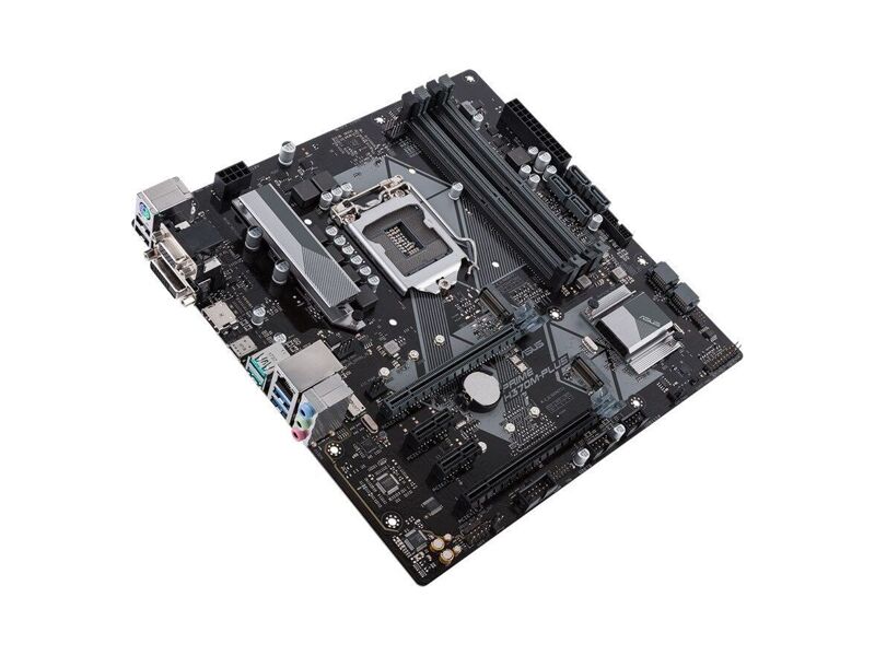 90MB0WC0-M0EAY0  ASUS PRIME H370M-PLUS, LGA1151, H370, 4*DDR4, D-Sub+DVI+HDMI, CrossFireX, SATA3 + RAID, Audio, Gb LAN, USB 3.1*7, USB 2.0*6, COM*1 header (w/ o cable), mATX; 90MB0WC0-M0EAY0