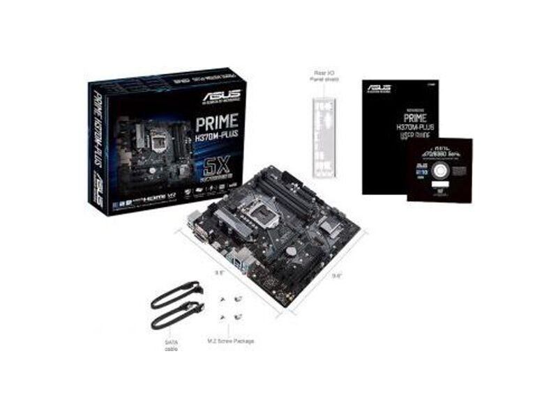 90MB0WC0-M0EAY0  ASUS PRIME H370M-PLUS, LGA1151, H370, 4*DDR4, D-Sub+DVI+HDMI, CrossFireX, SATA3 + RAID, Audio, Gb LAN, USB 3.1*7, USB 2.0*6, COM*1 header (w/ o cable), mATX; 90MB0WC0-M0EAY0 3