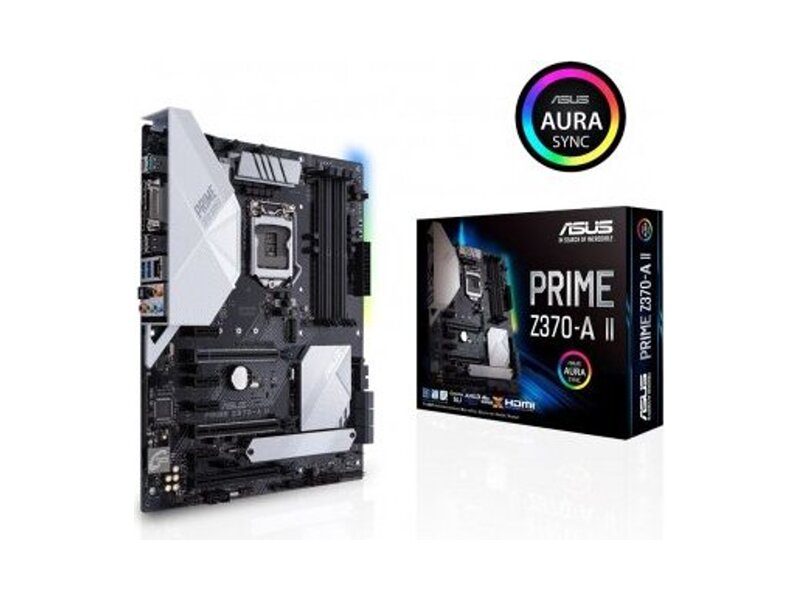 90MB0ZT0-M0EAY0  ASUS PRIME Z370-A II, LGA1151, Z370, 4*DDR4, DP+HDMI+DVI, SLI+CrossFireX, SATA3 + RAID, Audio, Gb LAN, USB 3.1*8, USB 2.0*6, COM*1 header (w/ o cable), ATX ; 90MB0ZT0-M0EAY0 1