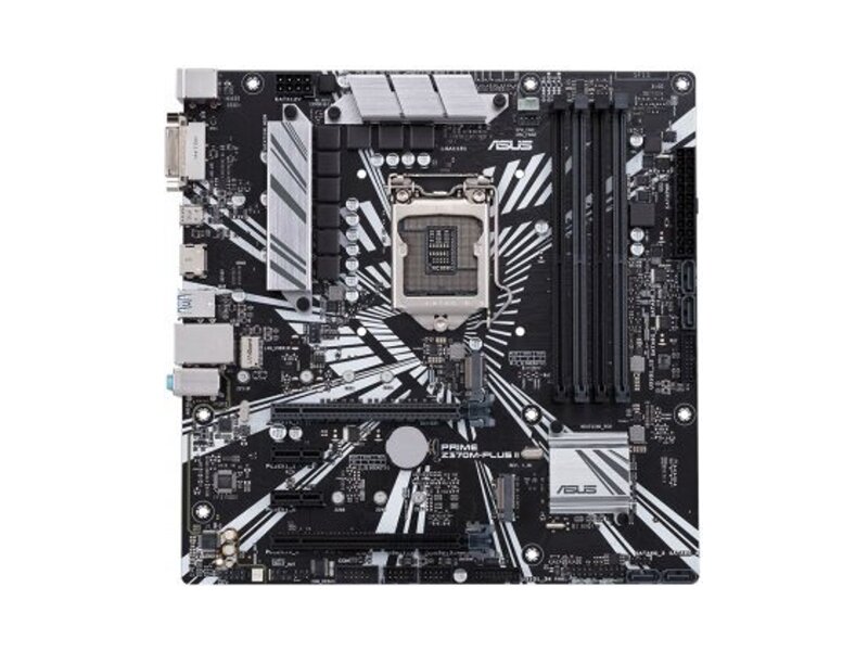 90MB0ZR0-M0EAY0  ASUS PRIME Z370M-PLUS II, LGA1151, Z370, 4*DDR4, DVI+HDMI, CrossFireX, SATA3 + RAID, Audio, Gb LAN, USB 3.1*7, USB 2.0*6, COM*1 header (w/ o cable), mATX ; 90MB0ZR0-M0EAY0 1