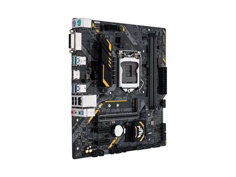 90MB0WK0-M0EAY0  ASUS TUF B360M-E GAMING, LGA1151, B360, 2*DDR4, DVI+HDMI, SATA3, Audio, Gb LAN, USB 3.1*6, USB 2.0*6, COM*1 header (w/ o cable), mATX ; 90MB0WK0-M0EAY0