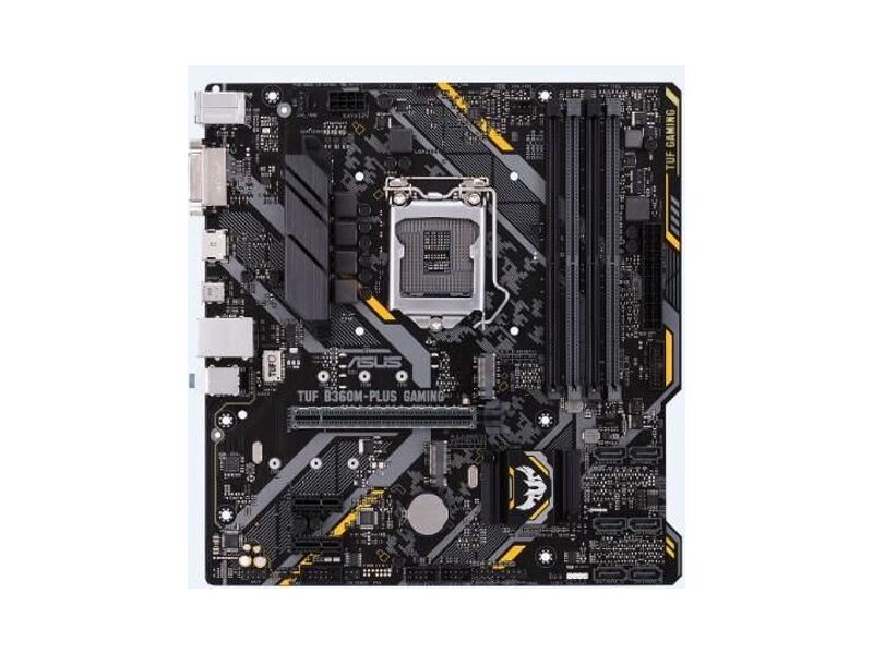 90MB0WN0-M0EAY0  ASUS TUF B360M-PLUS GAMING, LGA1151, B360, 4*DDR4, DVI+HDMI, SATA3, Audio, Gb LAN, USB 3.1*5, USB 2.0*6, COM*1 header (w/ o cable), mATX ; 90MB0WN0-M0EAY0 1