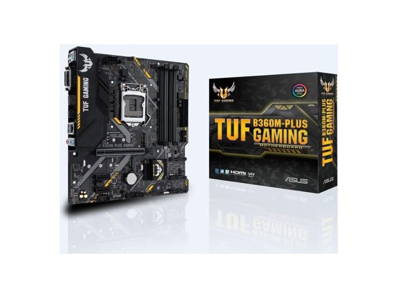 90MB0WN0-M0EAY0  ASUS TUF B360M-PLUS GAMING, LGA1151, B360, 4*DDR4, DVI+HDMI, SATA3, Audio, Gb LAN, USB 3.1*5, USB 2.0*6, COM*1 header (w/ o cable), mATX ; 90MB0WN0-M0EAY0