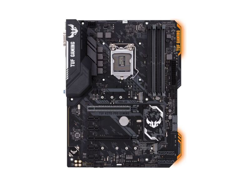 90MB0WS0-M0EAY0  ASUS TUF H370-PRO GAMING, LGA1151, H370, 4*DDR4, DP+HDMI+DVI, SLI+CrossFireX, SATA3 + RAID, Audio, Gb LAN, USB 3.1*7, USB 2.0*6, COM*1 header (w/ o cable), ATX ; 90MB0WS0-M0EAY0 1