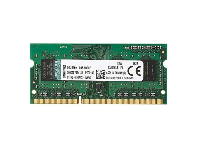 KVR16LS11/4WP  Kingston DDR3L 4GB 1600MHz (PC3-12800) CL11 SO-DIMM 204-pin 1.35В