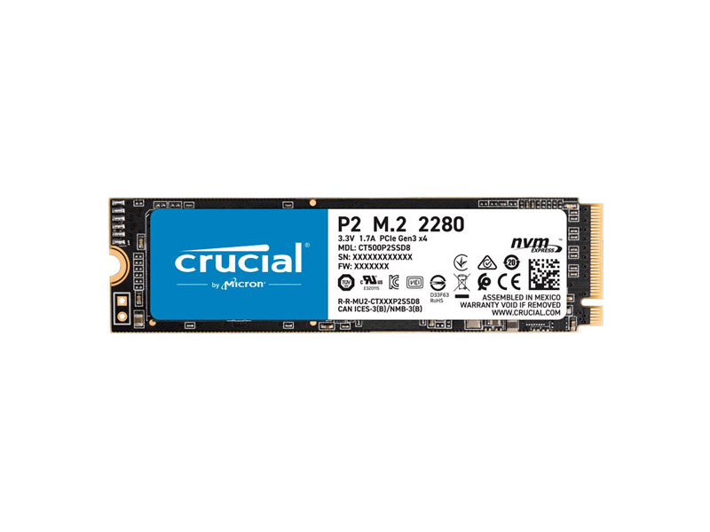 CT1000P2SSD8  Crucial SSD 1000GB P2 M.2 NVMe PCIEx4 80mm Micron 3D NAND 2300/ 1150 MB/ s, 5yrs, EAN: 649528823472