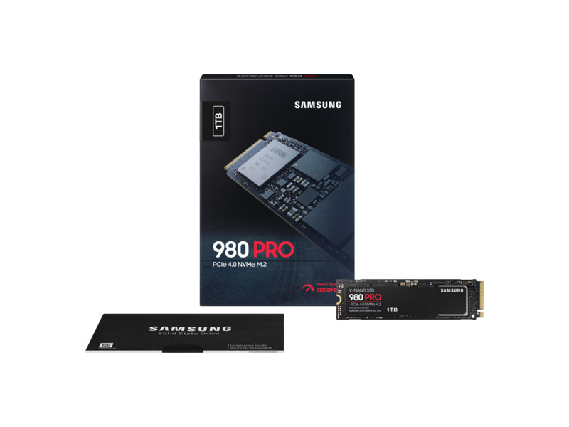 MZ-V8P1T0BW  Samsung SSD M.2 (2280), 1TB, 980 PRO, V-NAND 3-bit MLC, Elpis, PCIe Gen 4.0 x4, NVMe 1.3c, R7000/ W5000, IOPs 1 000 000/ 1 000 000 2