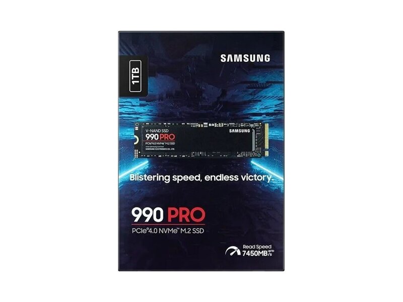 MZ-V9P1T0CW  SSD Samsung 990 PRO, 1000GB, M.2(22x80mm), NVMe 2.0, PCIe 4.0 x4, V-NAND TLC, R/ W 7450/ 6900MB/ s, IOPs 1 200 000/ 1 550 000, TBW 600, DWPD 0.33, with Heatsink 2
