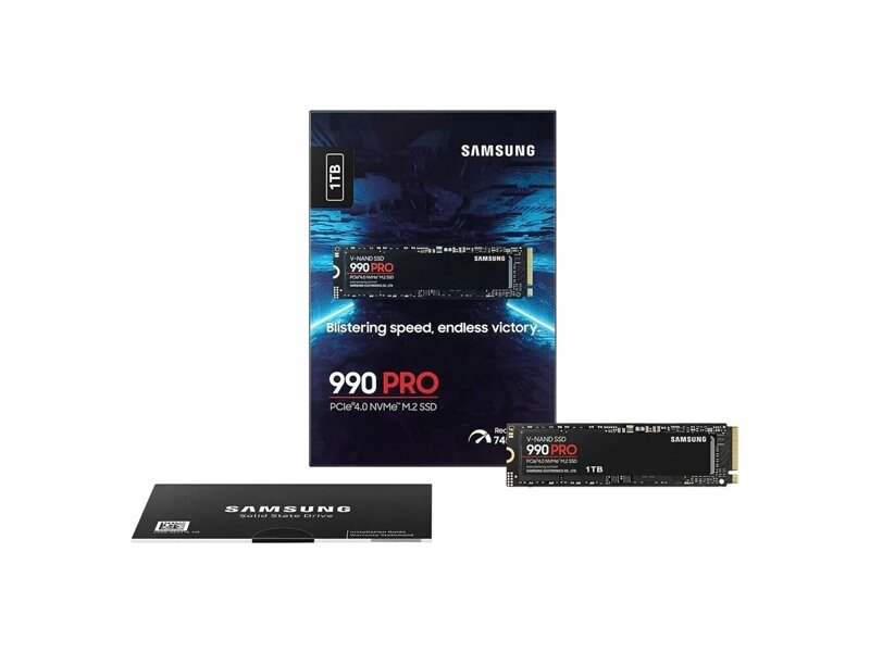 MZ-V9P1T0CW  SSD Samsung 990 PRO, 1000GB, M.2(22x80mm), NVMe 2.0, PCIe 4.0 x4, V-NAND TLC, R/ W 7450/ 6900MB/ s, IOPs 1 200 000/ 1 550 000, TBW 600, DWPD 0.33, with Heatsink