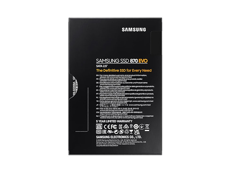 MZ-77E2T0BW  Samsung SSD 2TB, 2.5'', 870 EVO, V-NAND 3-bit MLC, MGX, SATA 6Gb/ s, R560/ W530, IOPs 98000/ 88000 2