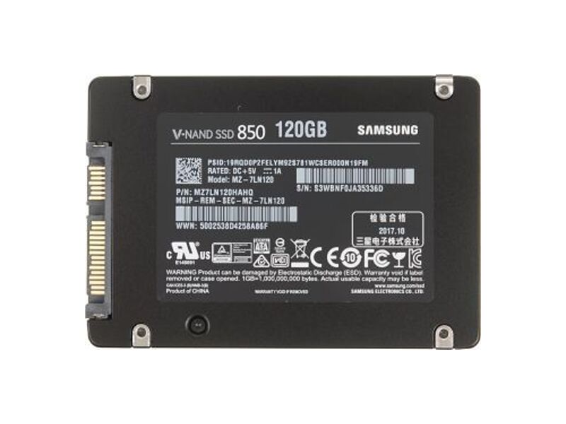MZ-7LN120BW  Samsung SSD 120GB, 2.5'', 850 EVO, V-NAND 3bit MLC, MGX, SATA 6Gb/ s, R540/ W520Mb/ s 3