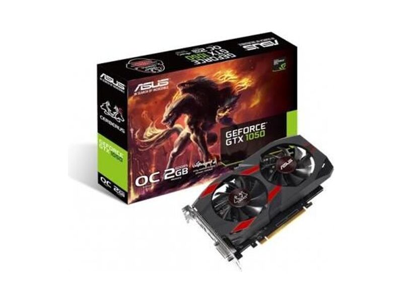 CERBERUS-GTX1050-O2G  ASUS PCI-E CERBERUS-GTX1050-O2G nVidia GeForce GTX 1050 2048Mb 128bit GDDR5 1404/ 7008 DVIx1/ HDMIx1/ DPx1/ HDCP Ret 1