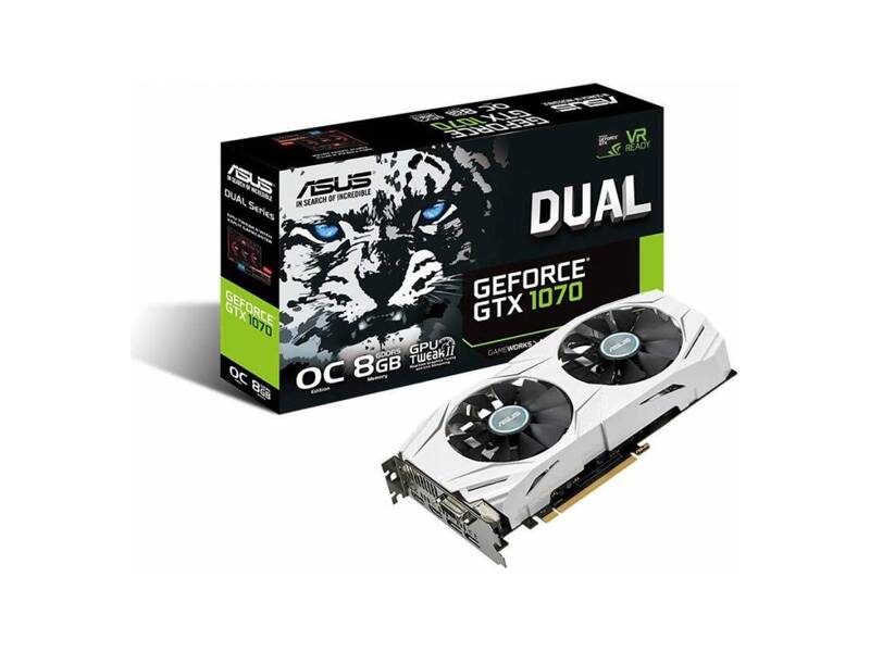 DUAL-GTX1070-O8G  ASUS PCI-E DUAL-GTX1070-O8G nVidia GeForce GTX 1070 8192Mb 256bit GDDR5 1607/ 8008 DVIx1/ HDMIx2/ DPx2/ HDCP Ret 1