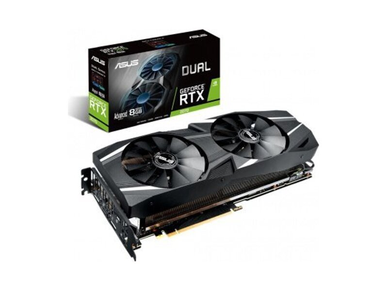 DUAL-RTX2070-A8G  ASUS PCI-E DUAL-RTX2070-A8G nVidia GeForce RTX 2070 8192Mb 256bit GDDR6 1410/ 14000/ HDMIx1/ DPx3/ Type-Cx1/ HDCP Ret 2