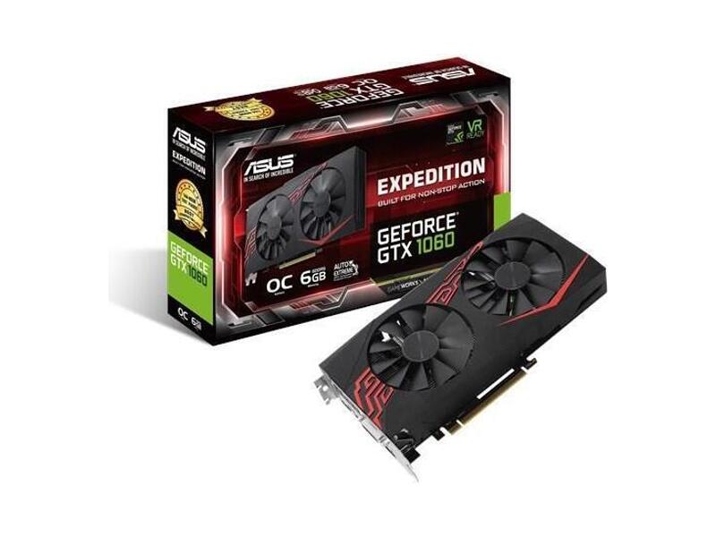 EX-GTX1060-O6G  ASUS PCI-E EX-GTX1060-O6G nVidia GeForce GTX 1060 6144Mb 192bit GDDR5 1594/ 8008 DVIx1/ HDMIx2/ DPx2/ HDCP Ret 1