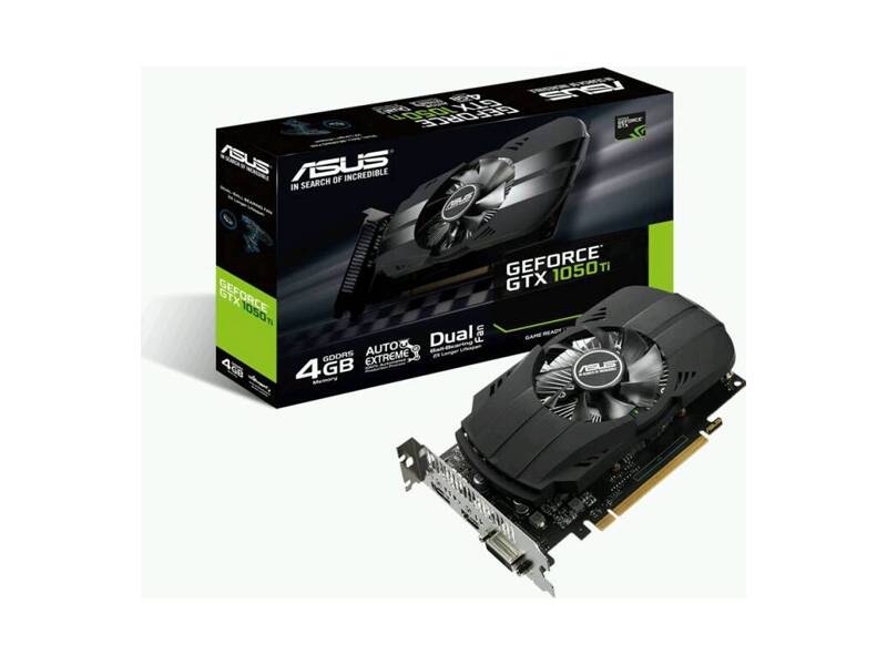 90YV0A70-M0NA00  ASUS PCI-E PH-GTX1050TI-4G nVidia GeForce GTX 1050TI 4096Mb 128bit GDDR5 1290/ 7008 DVIx1/ HDMIx1/ DPx1/ HDCP Ret 1