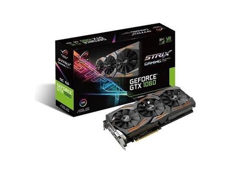 STRIX-GTX1060-O6G-GAMING  ASUS PCI-E STRIX-GTX1060-O6G-GAMING nVidia GeForce GTX 1060 6144Mb 192bit GDDR5 1620/ 8208 DVIx1/ HDMIx2/ DPx2/ HDCP Ret 1