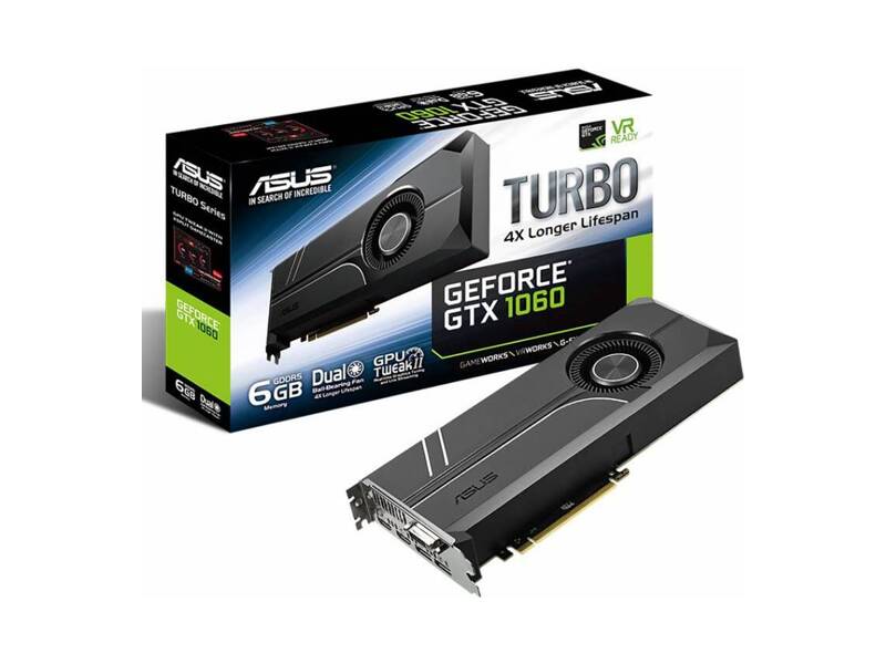 TURBO-GTX1060-6G  ASUS PCI-E TURBO-GTX1060-6G nVidia GeForce GTX 1060 6144Mb 192bit GDDR5 1506/ 8008 DVIx1/ HDMIx2/ DPx2/ HDCP Ret 1