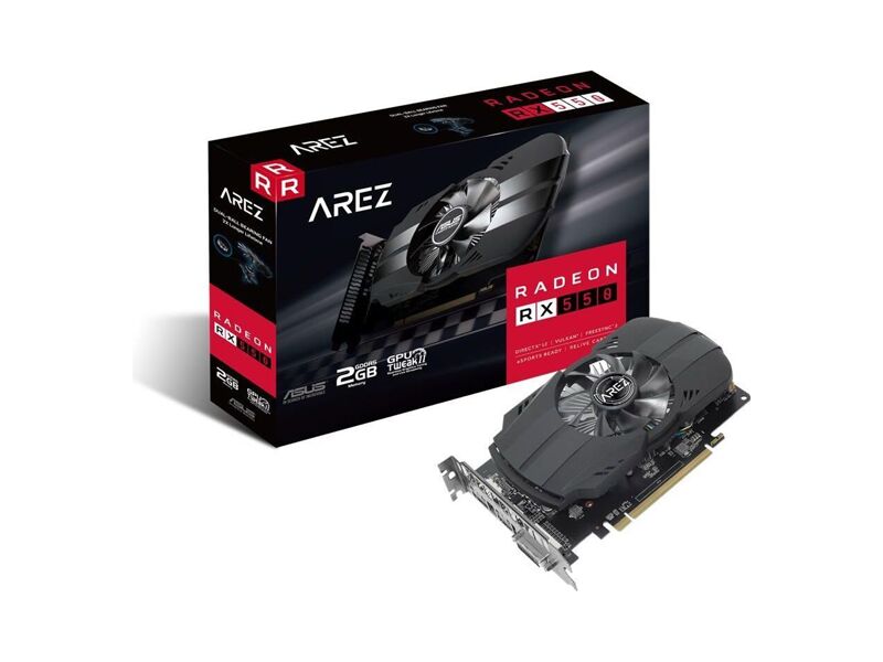 90YV0AG6-M0NA00  ASUS PCI-E AREZ-PH-RX550-2G AMD Radeon RX 550 2048Mb 128bit GDDR5 1071/ 6000 DVIx1/ HDMIx1/ DPx1/ HDCP Ret 3