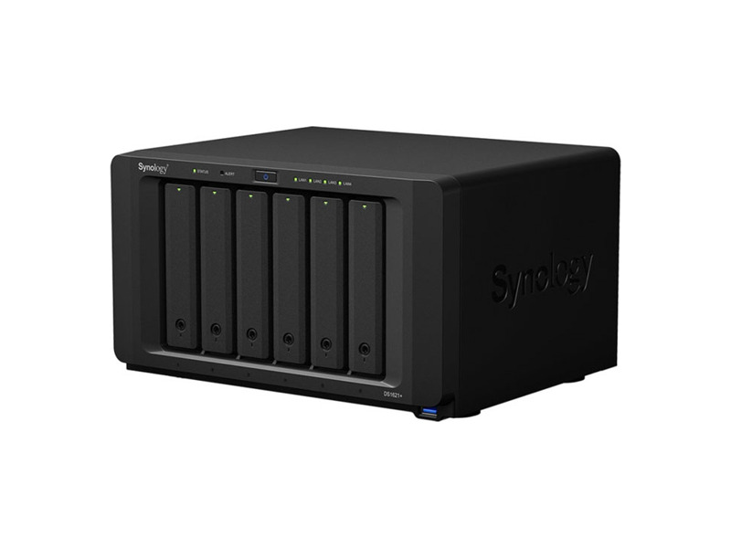 DS1621+  Synology DS1621+ QC2, 2GhzCPU/ 4GbDDR4(upto32)/ RAID0, 1, 10, 5, 6/ upto 6hot plug HDD SATA(3, 5'' or 2, 5'')(upto16 with 2xDX517)+2 M.2 slots 2280/ 3xUSB3.2/ 4GigE(+1Expslot)/ iSCSI/ 2xIPcam(upto40)/ 1xPS/ 3YW