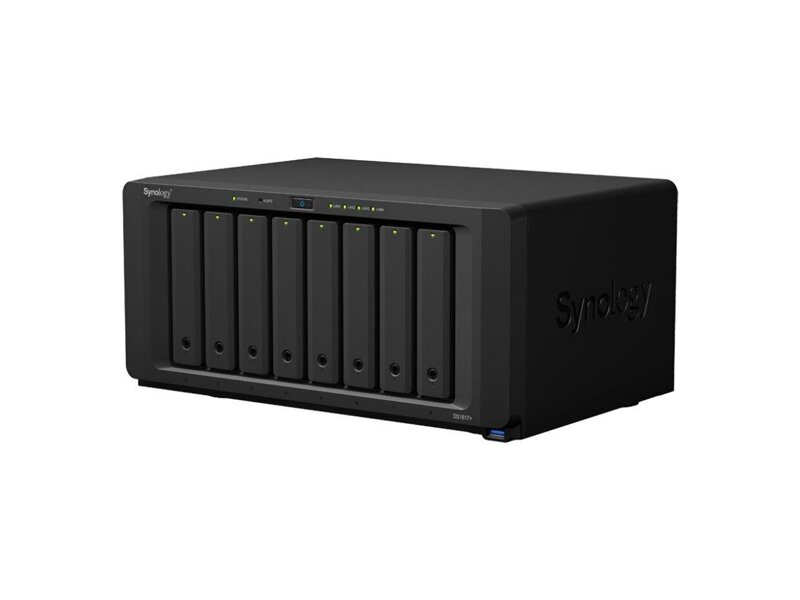 DS1817+  Synology DS1817+ QC2, 4GhzCPU/ 2Gb DDR3(upto16)/ RAID0, 1, 10, 5, 5+spare, 6/ upto 8hot plug HDD SATA(3, 5''or2, 5'')(upto8 with 2xDX517)/ 4xUSB3.0/ 2eSATA/ 4GigEth(+1Expslot)/ iSCSI/ 2xIPcam(upto40)/ 1xPS repl.DS1815+