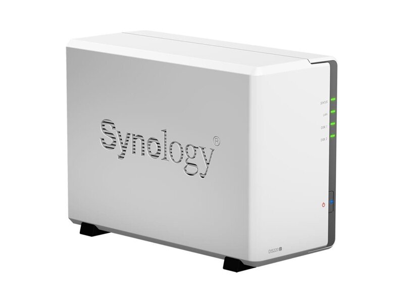 DS220J  Synology DS220j QC1, 4GhzCPU/ 512Mb DDR4/ RAID0, 1/ upto 2HDDs SATA(3, 5'')/ 2xUSB3.0/ 1GigEth/ iSCSI/ 2xIPcam(upto 12)/ 1xPS/ 2YW repl DS218j