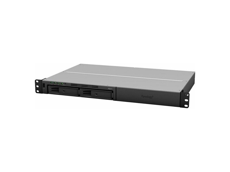 RS217  Synology RS217 Rack 1U, DC1, 33GhzCPU/ 512Mb/ RAID0, 1/ up to 2hot plug HDDs SATA(3, 5'' or 2, 5'')/ 3xUSB/ 1eSATA/ 2GigEth/ iSCSI/ 2xIPcam(up to 16)/ 1xPS/ no need rails