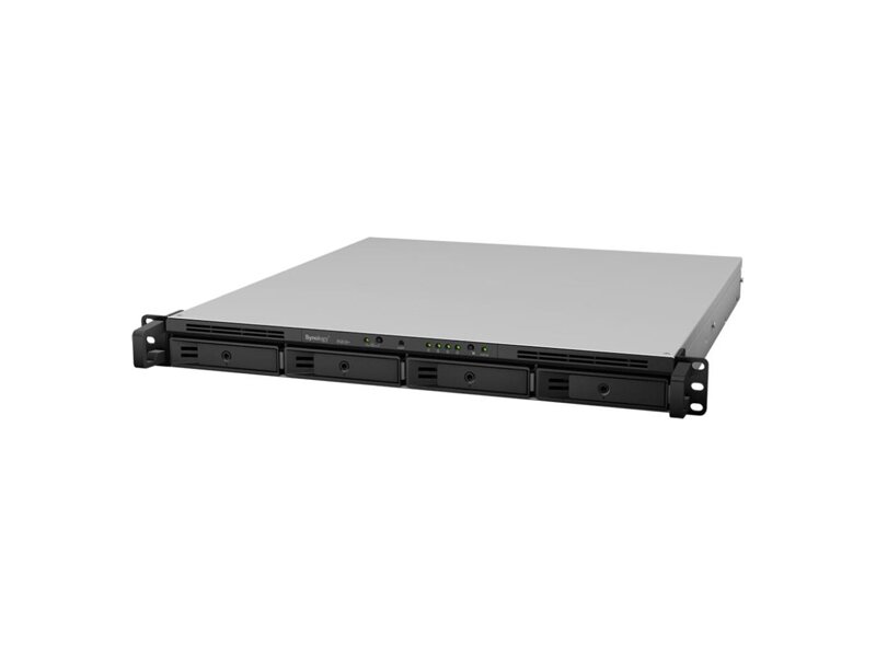 RS818+  Synology RS818+ Rack 1U, QC2, 4GhzCPU/ 2Gb(upto16)/ RAID0, 1, 10, 5, 5+spare, 6/ upto 4hot plug HDDs SATA(3, 5''or2, 5'')(upto8 with RX418)/ 2xUSB3.0/ 1eSATA/ 4GigEth/ iSCSI/ 2xIPcam(upto40)/ 1xRPS/ no rail