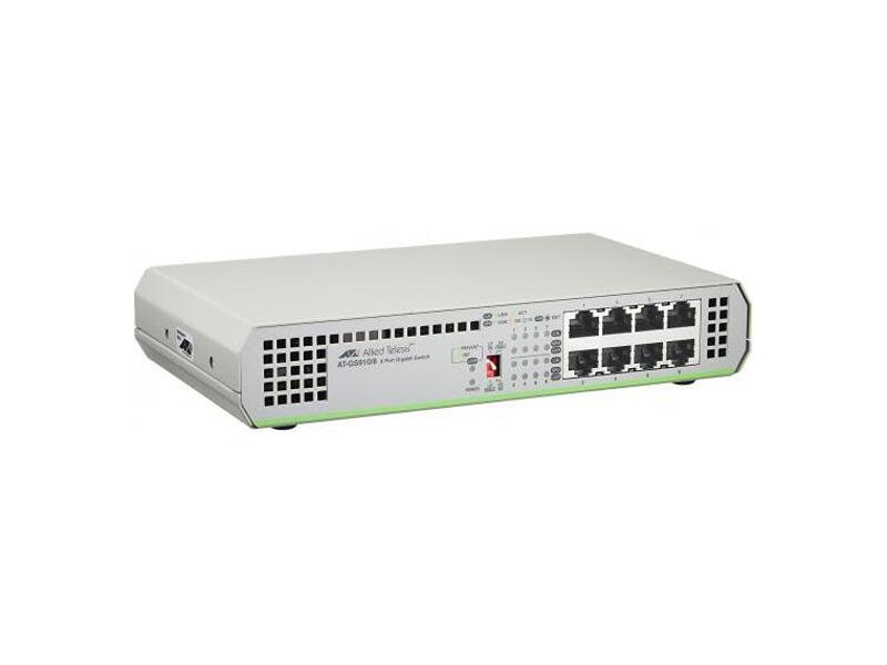 AT-GS910/8-50  Allied Telesis 8x10/ 100/ 1000TX unmanaged switch with internal power supply EU Power Adapter
