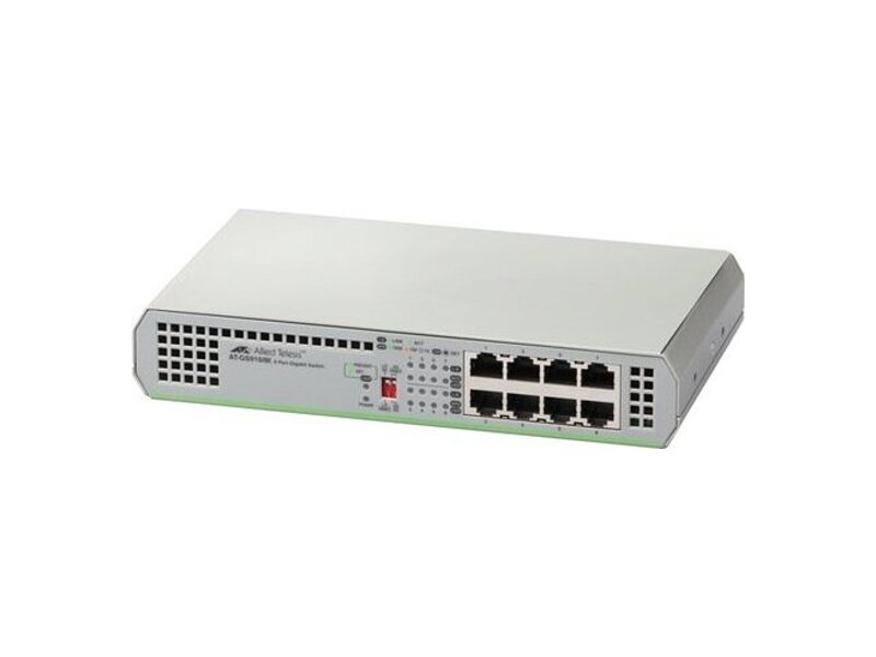 AT-GS910/8E-50  Allied Telesis 8x10/ 100/ 1000TX unmanaged switch with external power supply EU Power Adapter