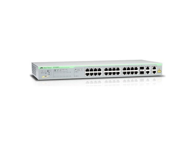 AT-FS750/28PS-50  Allied Telesis 24xFast Ethernet PoE WebSmart Switch with 4 uplink ports (2 x 10/ 100/ 1000T and 2 x SFP-10/ 100/ 1000T Combo ports)
