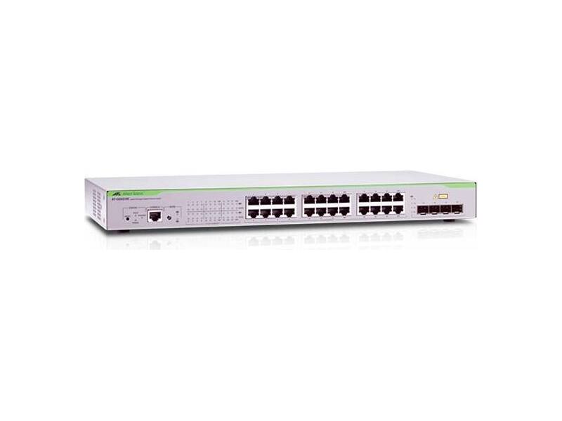 AT-GS924M-50  Allied Telesis 24x10/ 100/ 1000Mbps port managed switch with 4 SFP uplink slots, Fixed AC power supply, RJ45 Console connector