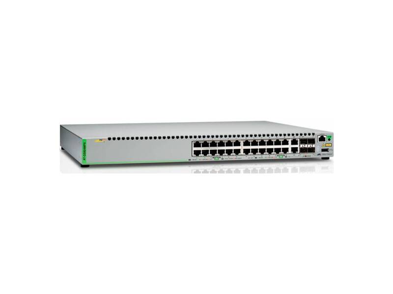 AT-GS924MPX-50  Allied Telesis 24x10/ 100/ 1000T POE ports Gigabit Ethernet Managed switch with 2 SFP/ Copper combo ports, 2 SFP/ SFP+ uplink slots, single fixed AC power supply