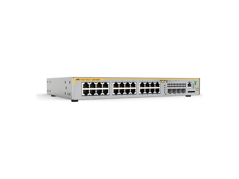 AT-x230-28GT-50  Allied Telesis 24x10/ 100/ 1000Mbps 4 x SFP uplink slots L2+ managed switch 1 Fixed AC power supply EU Power Cord