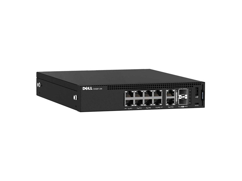 N1108T-ON  Коммутатор Dell EMC Switch N1108T-ON, L2, 8 ports RJ45 1GbE, 2 ports SFP 1GbE 3YPSNBD (210-AJIW)