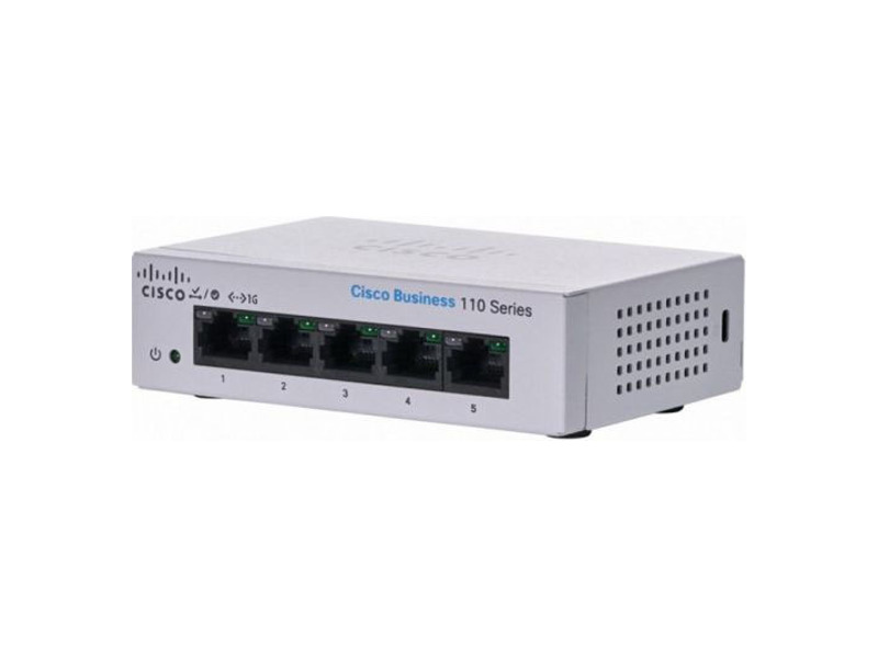 CBS110-5T-D-EU  Коммутатор 5-портовый Cisco CBS110 Unmanaged 5-port GE, Desktop, Ext PS