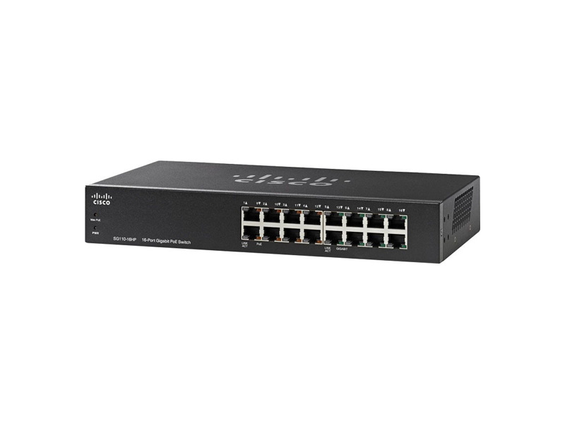 SG110-16HP-EU  Коммутатор 16-портовый Cisco SG110-16HP 16-Port PoE Gigabit Switch