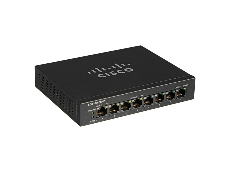 SG110D-08HP-EU  Коммутатор 8-портовый Cisco SG110D-08HP 8-Port PoE Gigabit Desktop Switch
