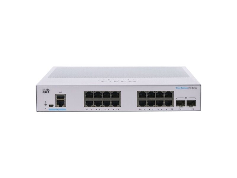 CBS250-16T-2G-EU  Коммутатор 16-портовый Cisco CBS250 Smart 16-port GE, 2x1G SFP