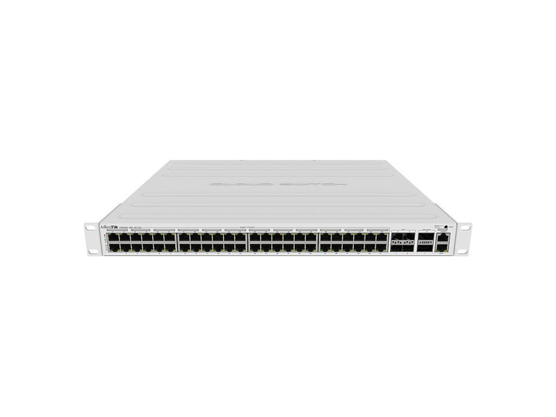 CRS354-48P-4S+2Q+RM  Маршрутизатор MikroTik Cloud Router Switch 354-48P-4S+2Q+RM with 48 x Gigabit RJ45 LAN (all PoE-out), 4 x 10G SFP+ cages, 2 x 40G QSFP+ cages, RouterOS L5, 1U rackmount enclosure, 750W PSU